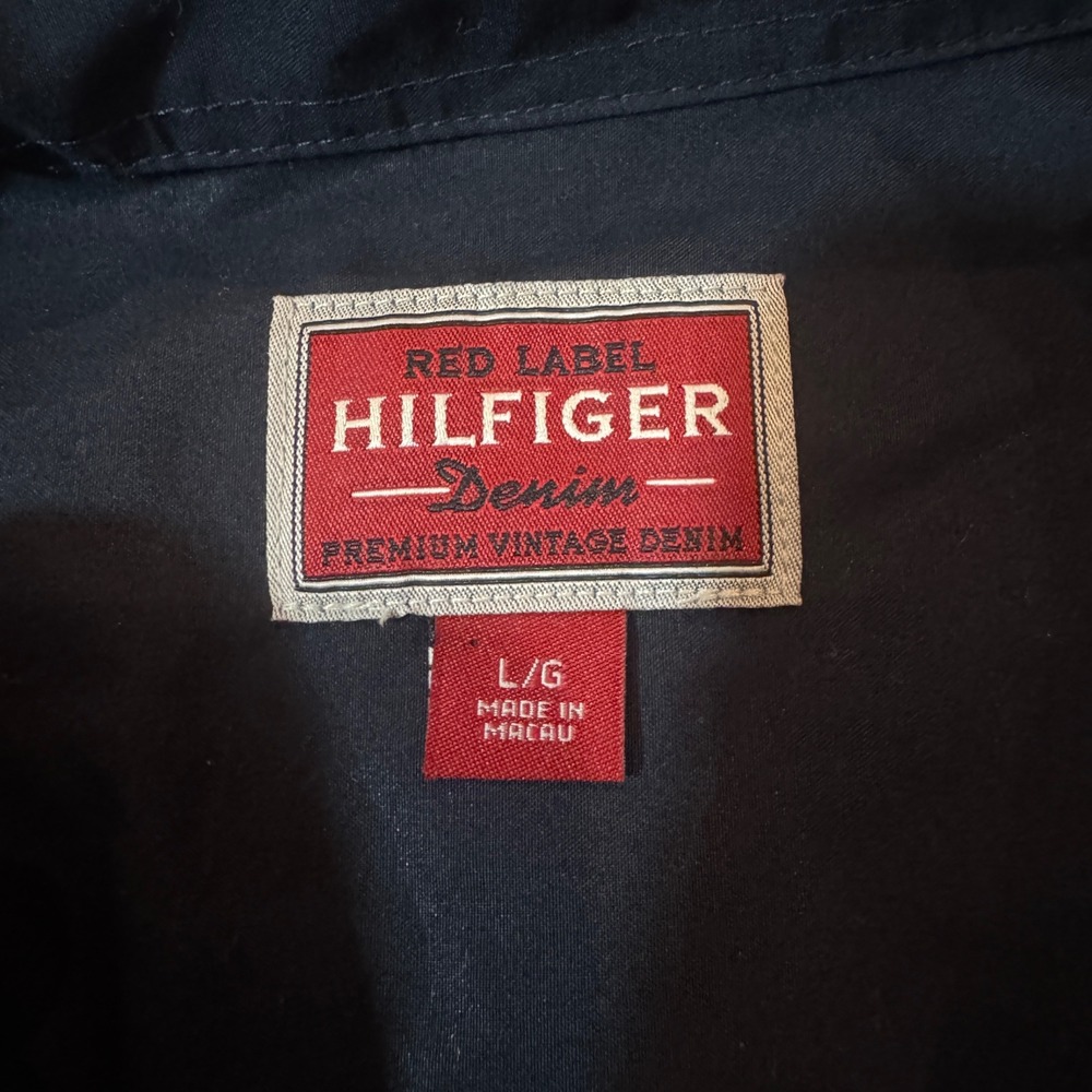 NWT VTG Tommy Hilfiger Red Label Men's L Black Gold Embroidered Button Up Shirt - Picture 7 of 12